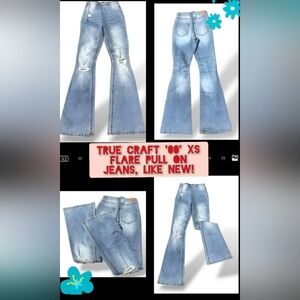 True Craft Light Blue Flare Pull-On Jeans - XS